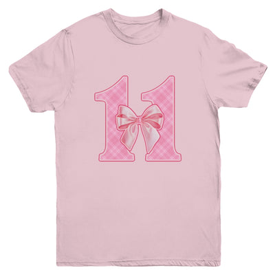 Birthday Girl Pink Coquette Bow 11 Year Old Bday Girl Youth Shirt | teecentury