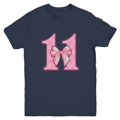 Birthday Girl Pink Coquette Bow 11 Year Old Bday Girl Youth Shirt | teecentury