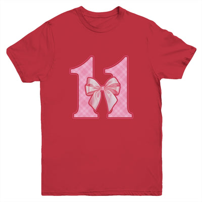 Birthday Girl Pink Coquette Bow 11 Year Old Bday Girl Youth Shirt | teecentury