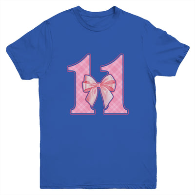 Birthday Girl Pink Coquette Bow 11 Year Old Bday Girl Youth Shirt | teecentury