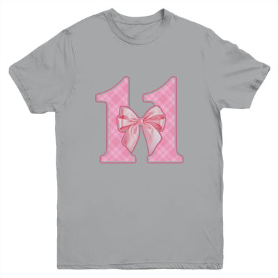 Birthday Girl Pink Coquette Bow 11 Year Old Bday Girl Youth Shirt | teecentury