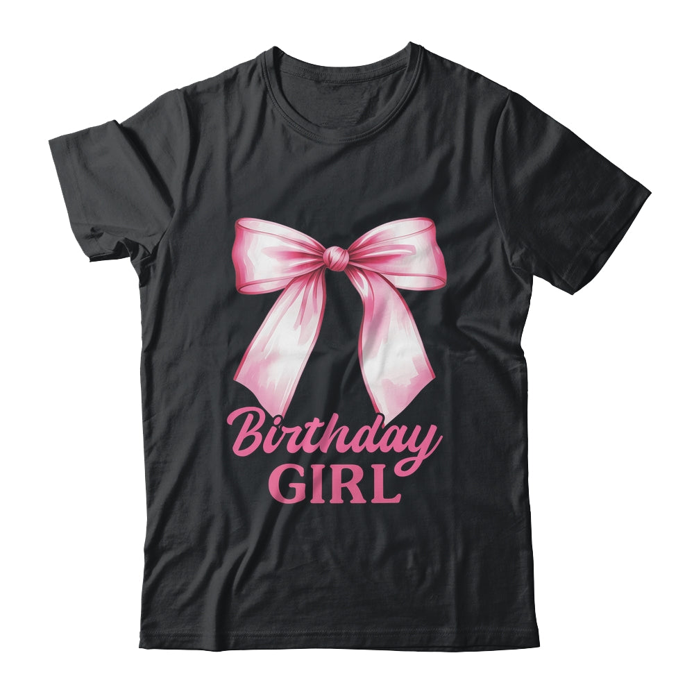 Birthday Girl Pink Coquette Bow Birthday Party Family Shirt & Hoodie | teecentury