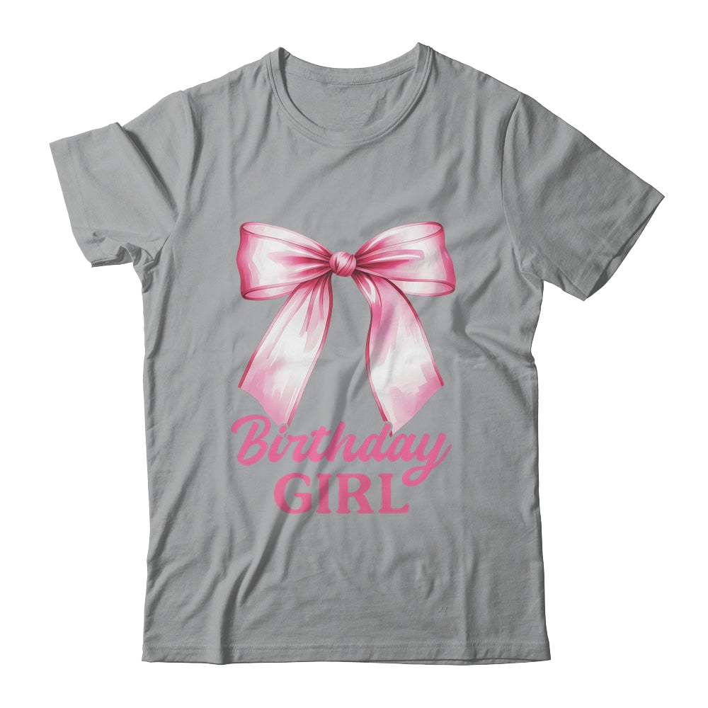 Birthday Girl Pink Coquette Bow Birthday Party Family Shirt & Hoodie | teecentury