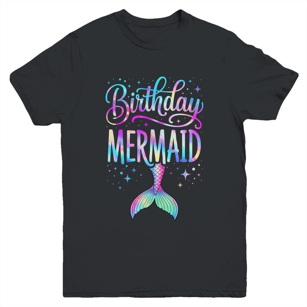 Birthday Mermaid Party Girl Mermaid Birthday Kids Party Youth Shirt | teecentury
