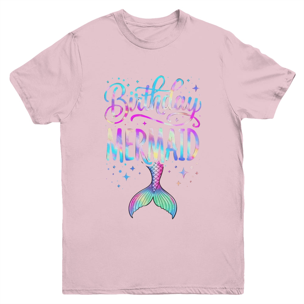 Birthday Mermaid Party Girl Mermaid Birthday Kids Party Youth Shirt | teecentury