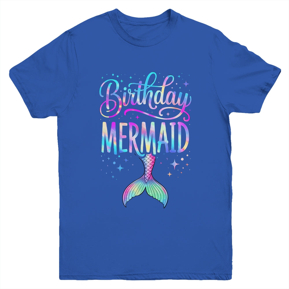Birthday Mermaid Party Girl Mermaid Birthday Kids Party Youth Shirt | teecentury