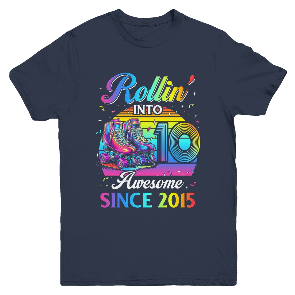 Birthday Roller Skating 10th Girl Rollin Into 10 Skate Party Youth Shirt | teecentury