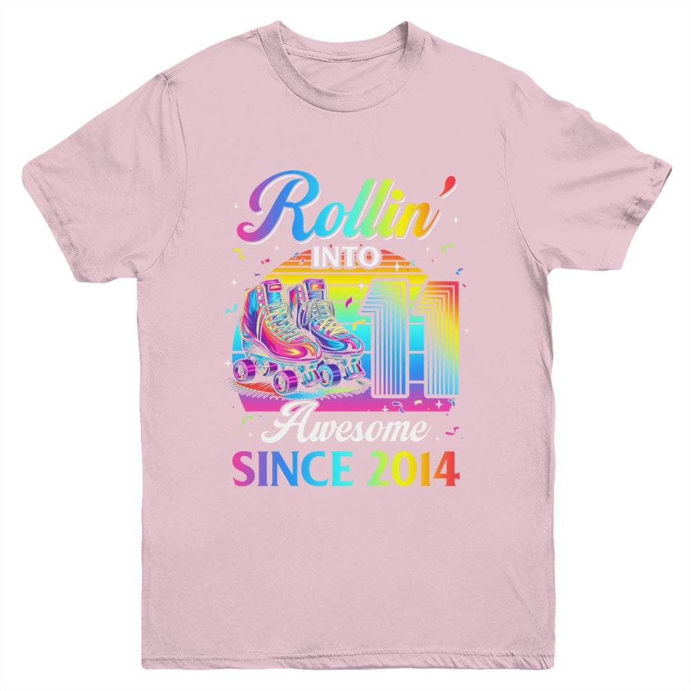Birthday Roller Skating 11th Girl Rollin Into 11 Skate Party Youth Shirt | teecentury