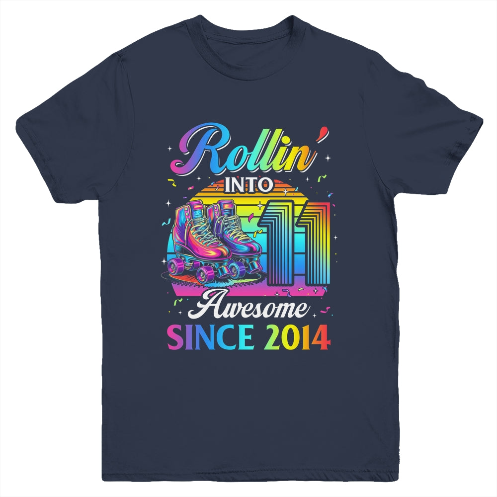 Birthday Roller Skating 11th Girl Rollin Into 11 Skate Party Youth Shirt | teecentury