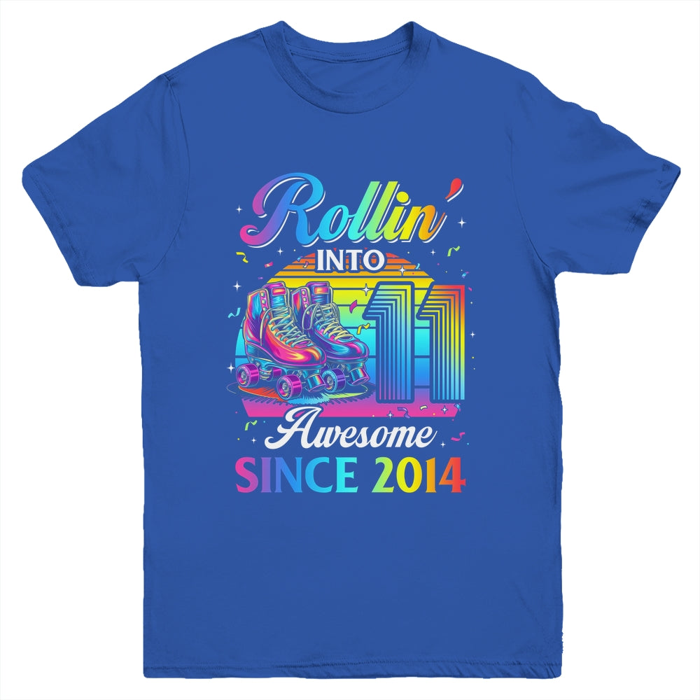Birthday Roller Skating 11th Girl Rollin Into 11 Skate Party Youth Shirt | teecentury
