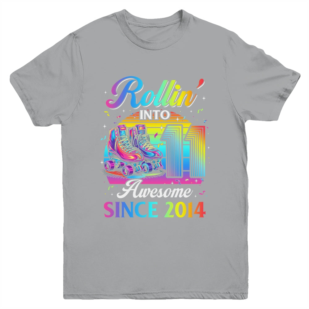 Birthday Roller Skating 11th Girl Rollin Into 11 Skate Party Youth Shirt | teecentury