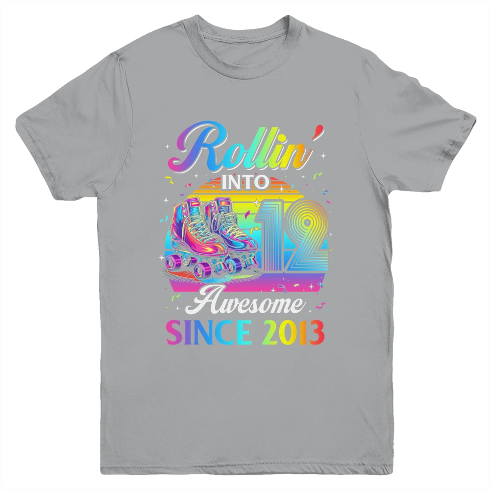Birthday Roller Skating 12th Girl Rollin Into 12 Skate Party Youth Shirt | teecentury