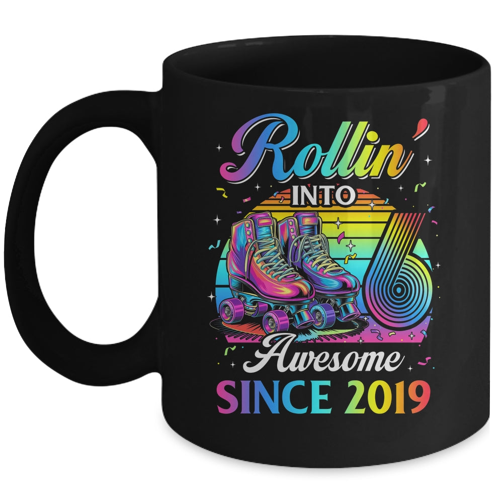 Birthday Roller Skating 6th Girl Rollin Into 6 Skate Party Mug | teecentury