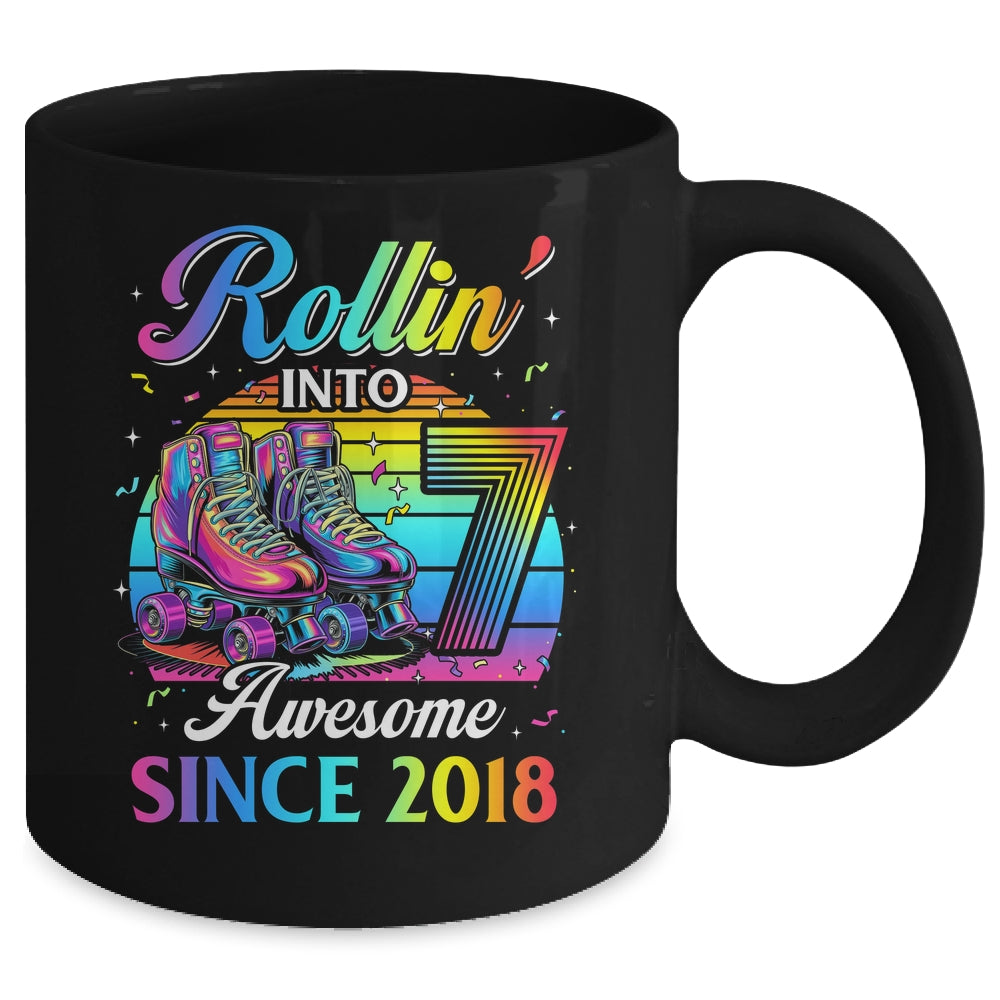Birthday Roller Skating 7th Girl Rollin Into 7 Skate Party Mug | teecentury