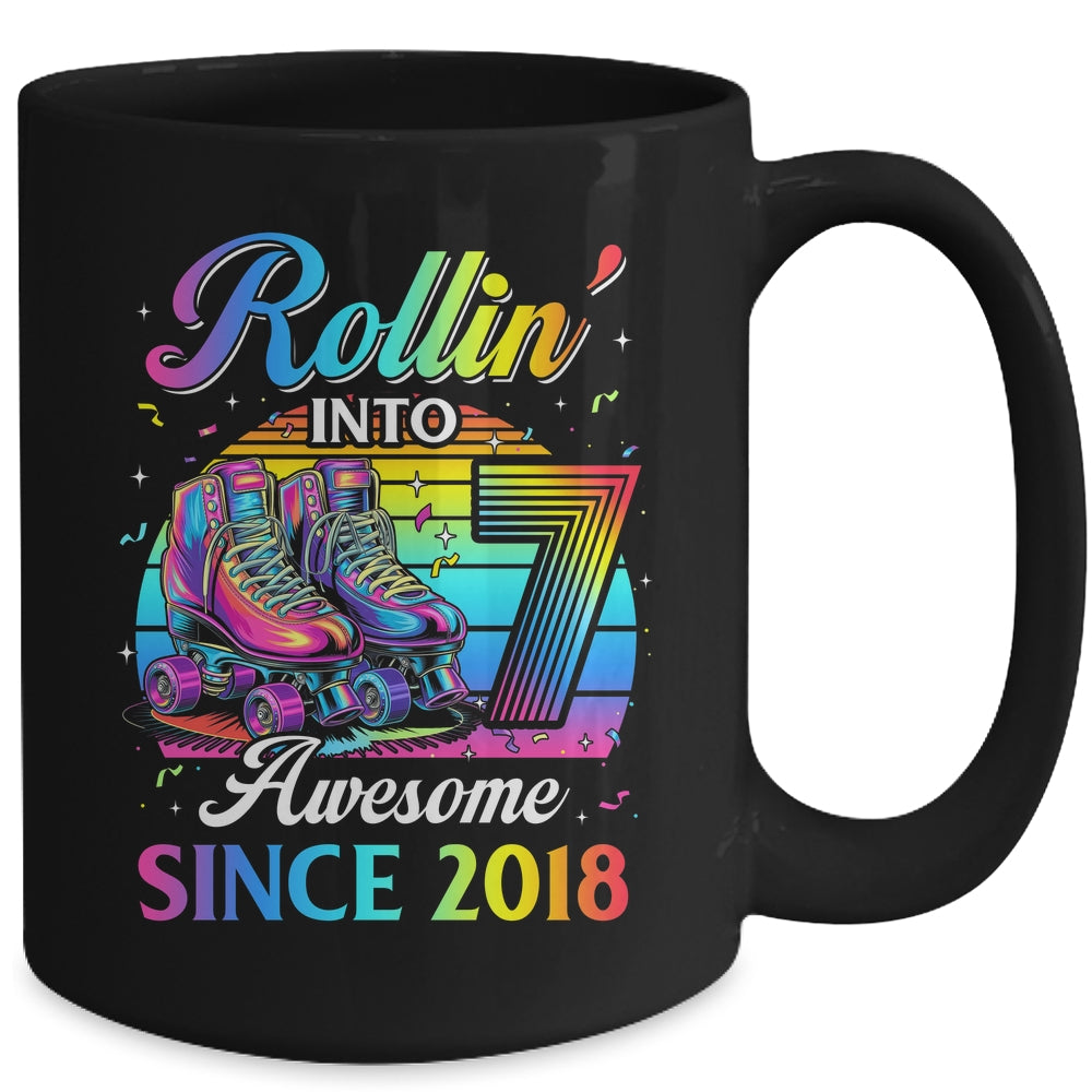 Birthday Roller Skating 7th Girl Rollin Into 7 Skate Party Mug | teecentury