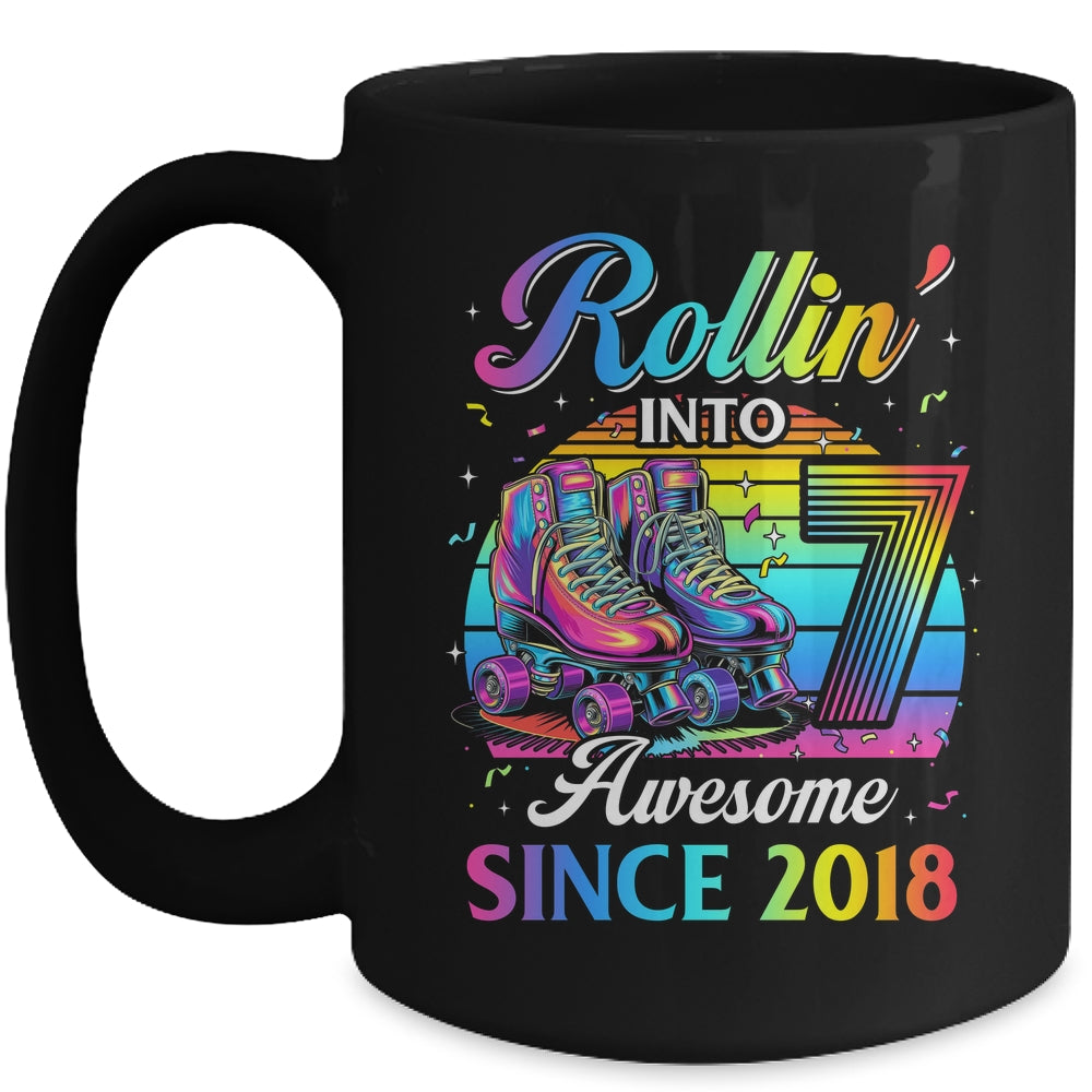 Birthday Roller Skating 7th Girl Rollin Into 7 Skate Party Mug | teecentury