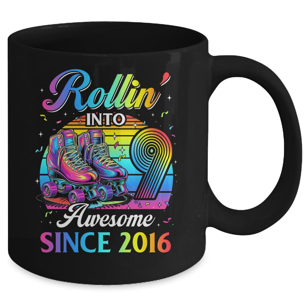 Birthday Roller Skating 9th Girl Rollin Into 9 Skate Party Mug | teecentury