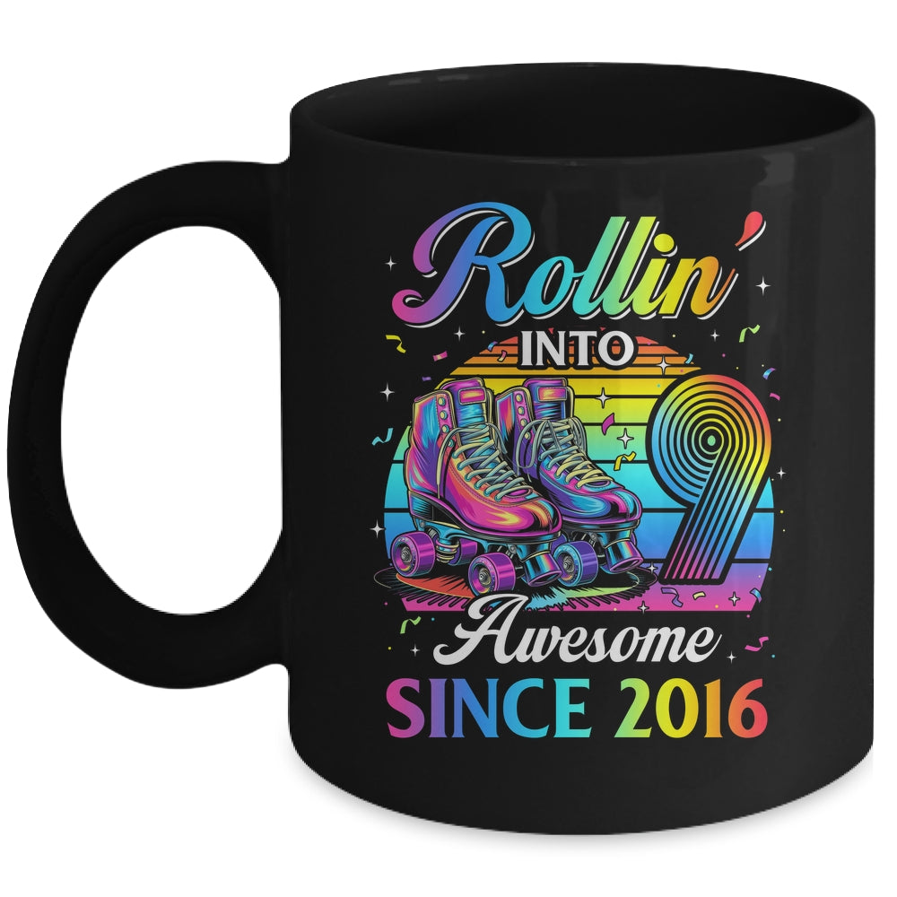 Birthday Roller Skating 9th Girl Rollin Into 9 Skate Party Mug | teecentury