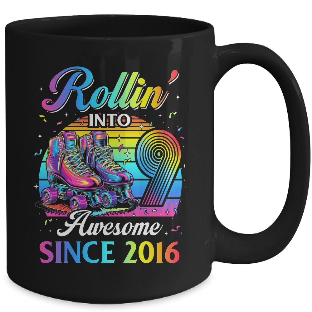 Birthday Roller Skating 9th Girl Rollin Into 9 Skate Party Mug | teecentury