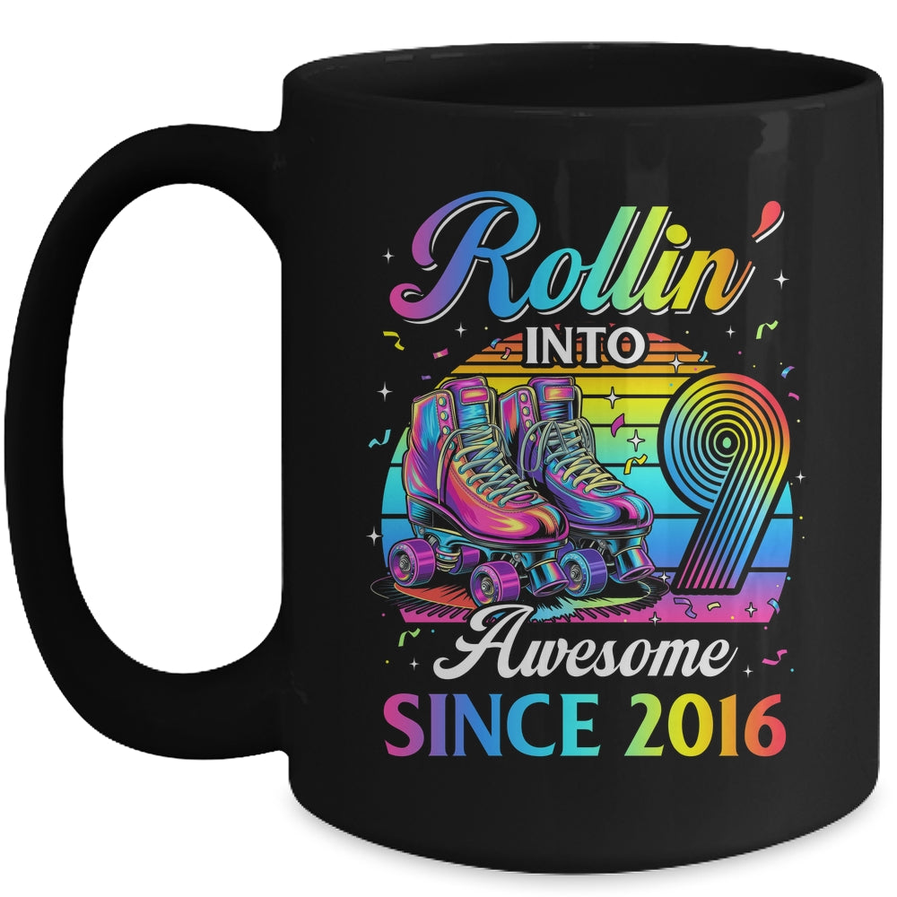 Birthday Roller Skating 9th Girl Rollin Into 9 Skate Party Mug | teecentury