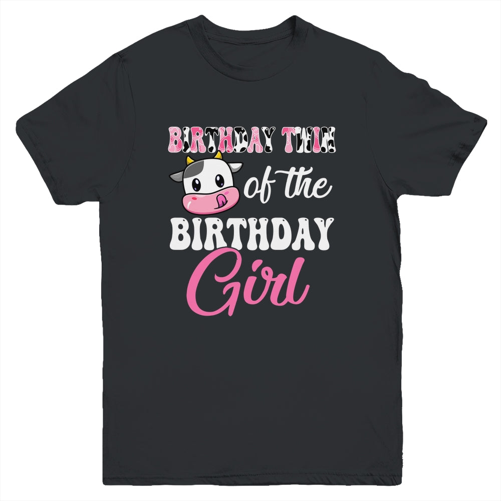 Birthday Twin Of The Birthday Girl Farm Cow 1st Bday Youth Shirt | teecentury