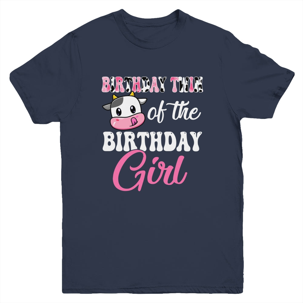 Birthday Twin Of The Birthday Girl Farm Cow 1st Bday Youth Shirt | teecentury