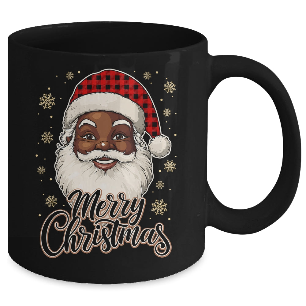 Black African American Christmas Santa Claus Afro Santa Men Mug | teecentury
