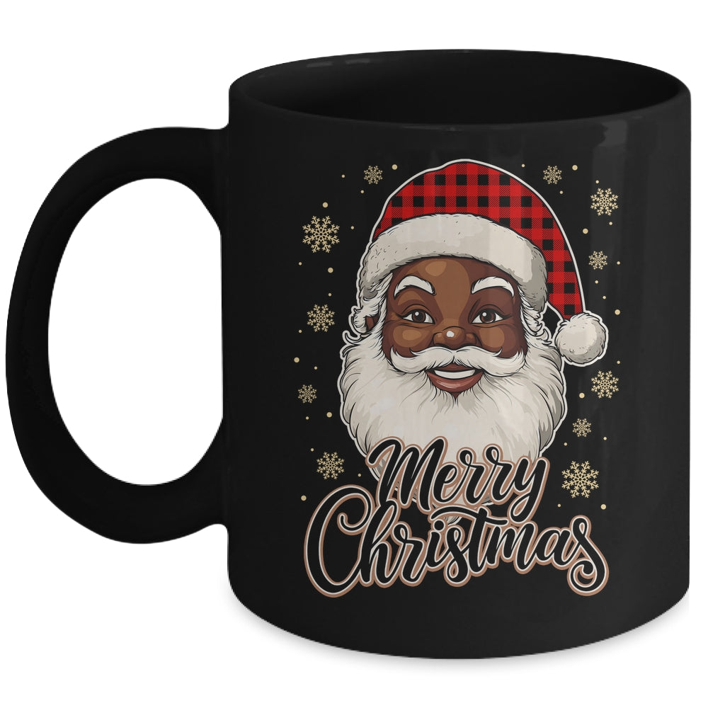 Black African American Christmas Santa Claus Afro Santa Men Mug | teecentury