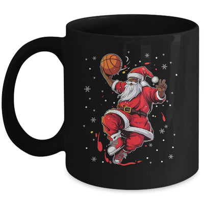 Black African American Santa Claus Basketball Afro Christmas Mug | teecentury