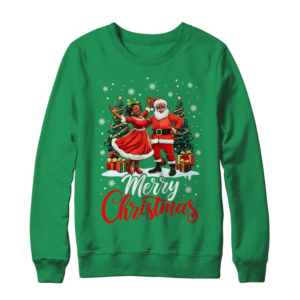 Black African Culture Merry Christmas Funny Santa Claus Shirt & Sweatshirt | teecentury