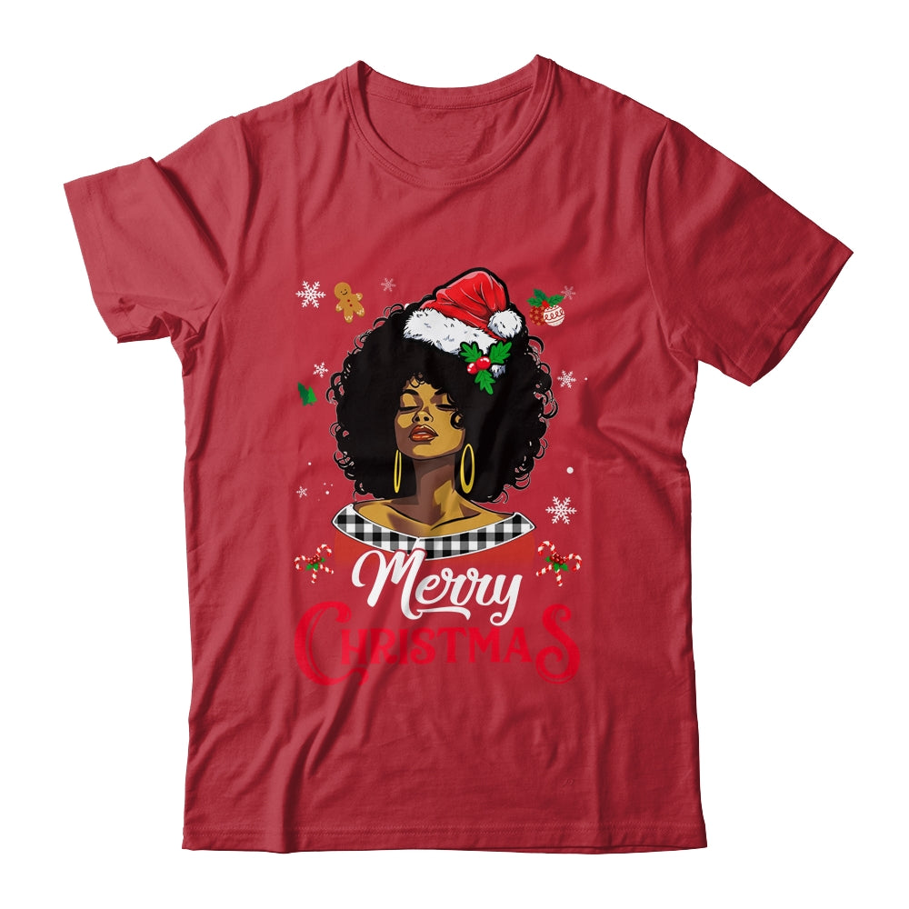 Black African Girl American Melanin Love Christmas Santa Hat Shirt & Sweatshirt | teecentury