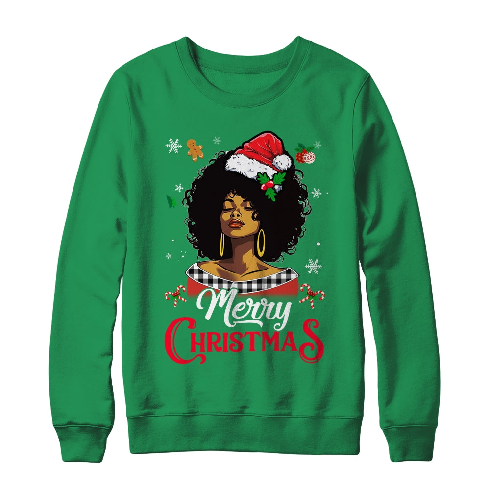 Black African Girl American Melanin Love Christmas Santa Hat Shirt & Sweatshirt | teecentury