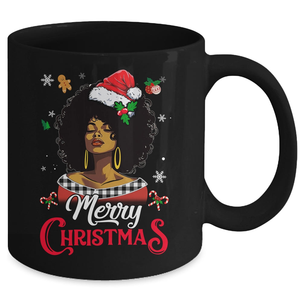 Black African Girl American Melanin Love Christmas Santa Hat Mug | teecentury