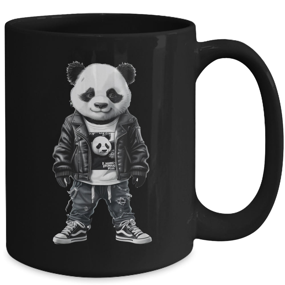 Black And White Panda With Cool Cute Sportswear For Boy Men Mug | teecentury