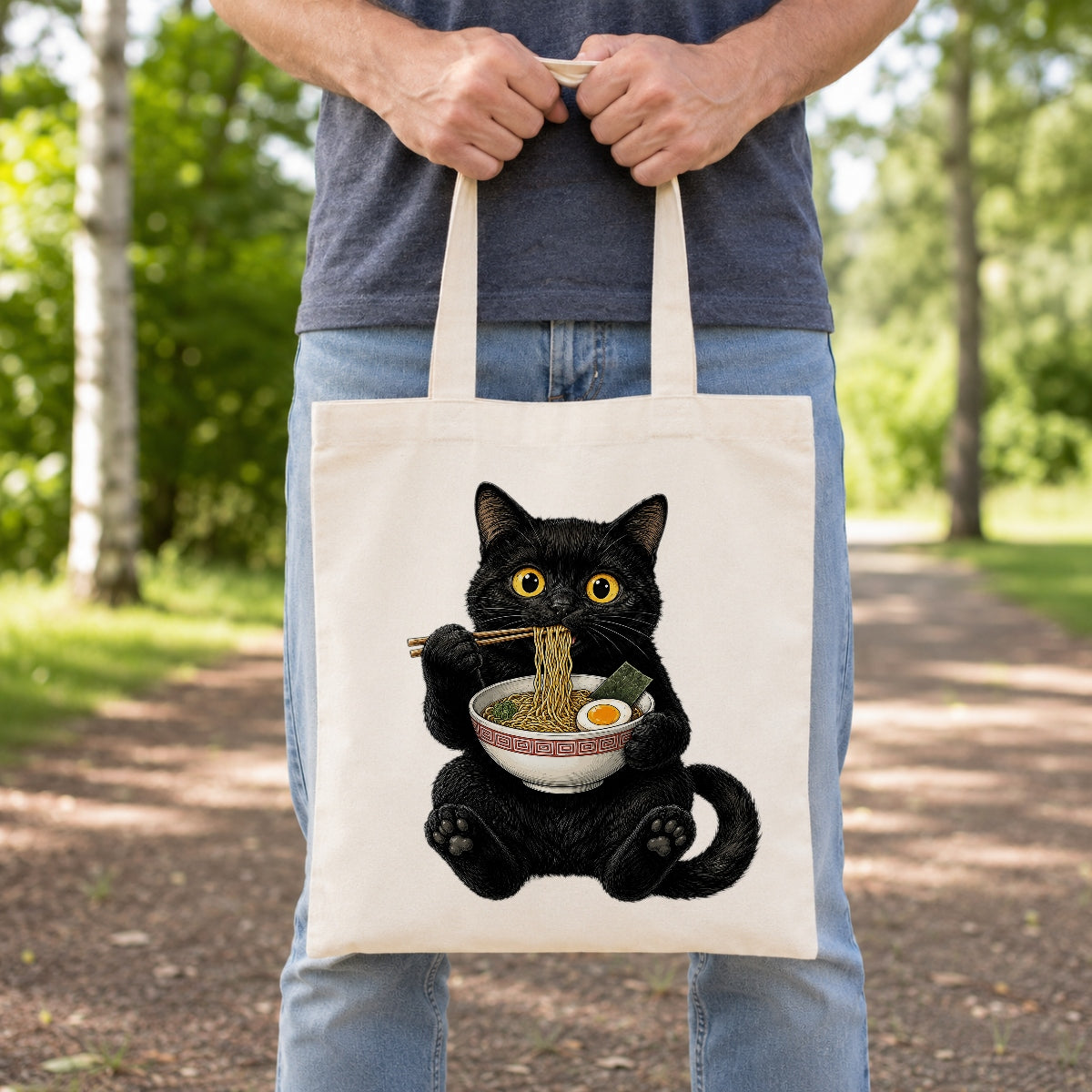 Black Cat Eating Ramen Tote Bag Cute Kawaii Cat Foodie Aesthetic Canvas Tote Bag For Women Girls Japanese Noodle Lover Gift Daily Use Shoulder Bag Bestie Coworker | teecentury