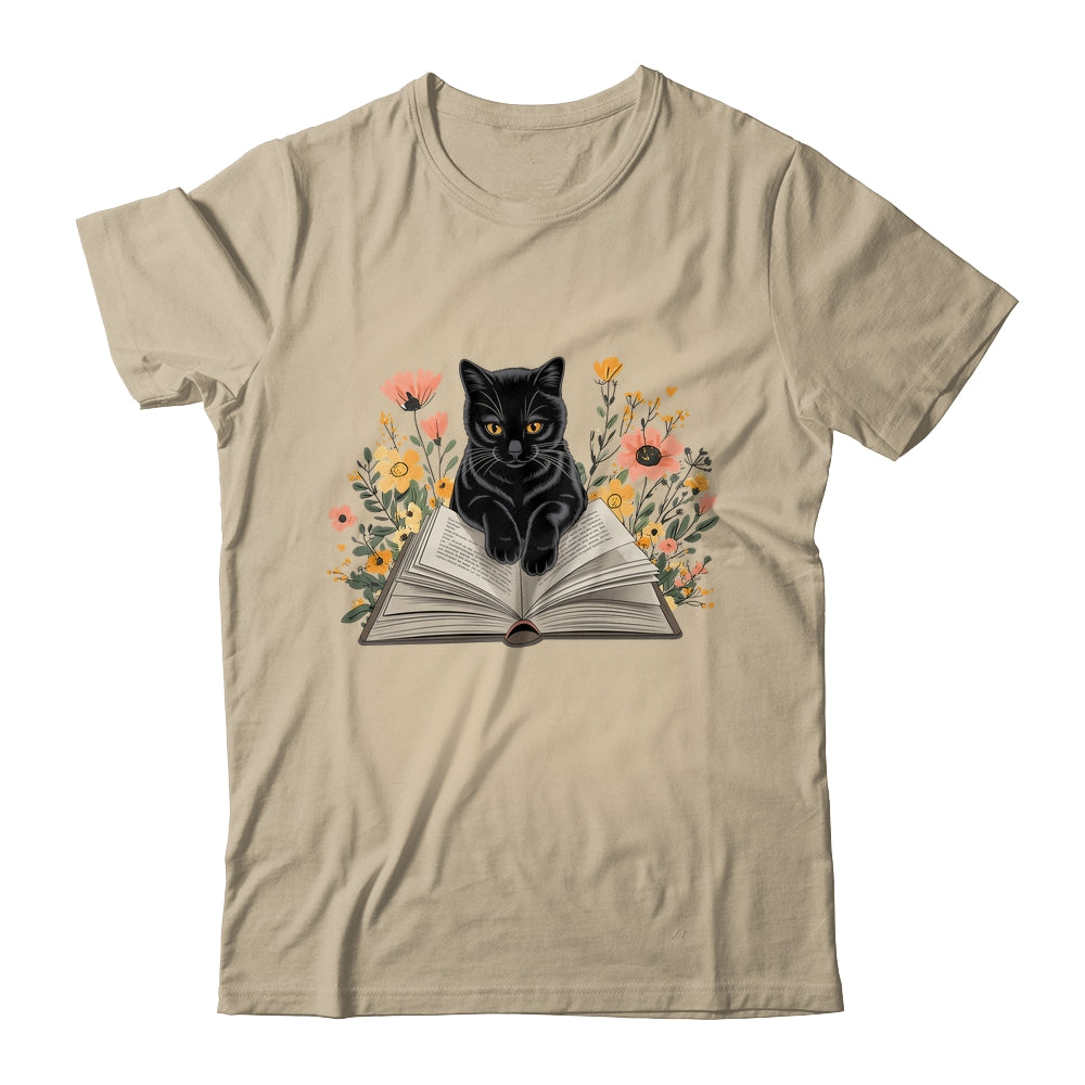 Black Cat For Women Book Lover Cute Cat And Reading Book Shirt & Tank Top | teecentury