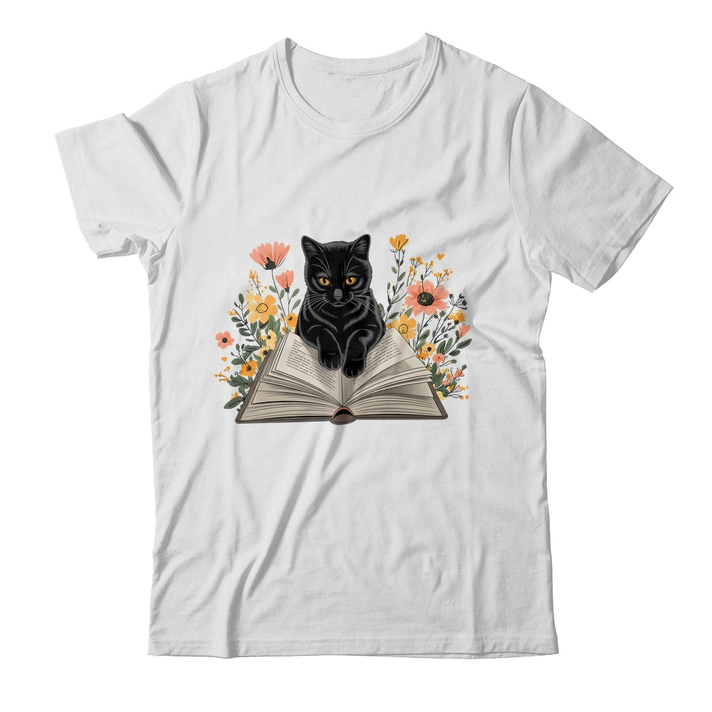 Black Cat For Women Book Lover Cute Cat And Reading Book Shirt & Tank Top | teecentury
