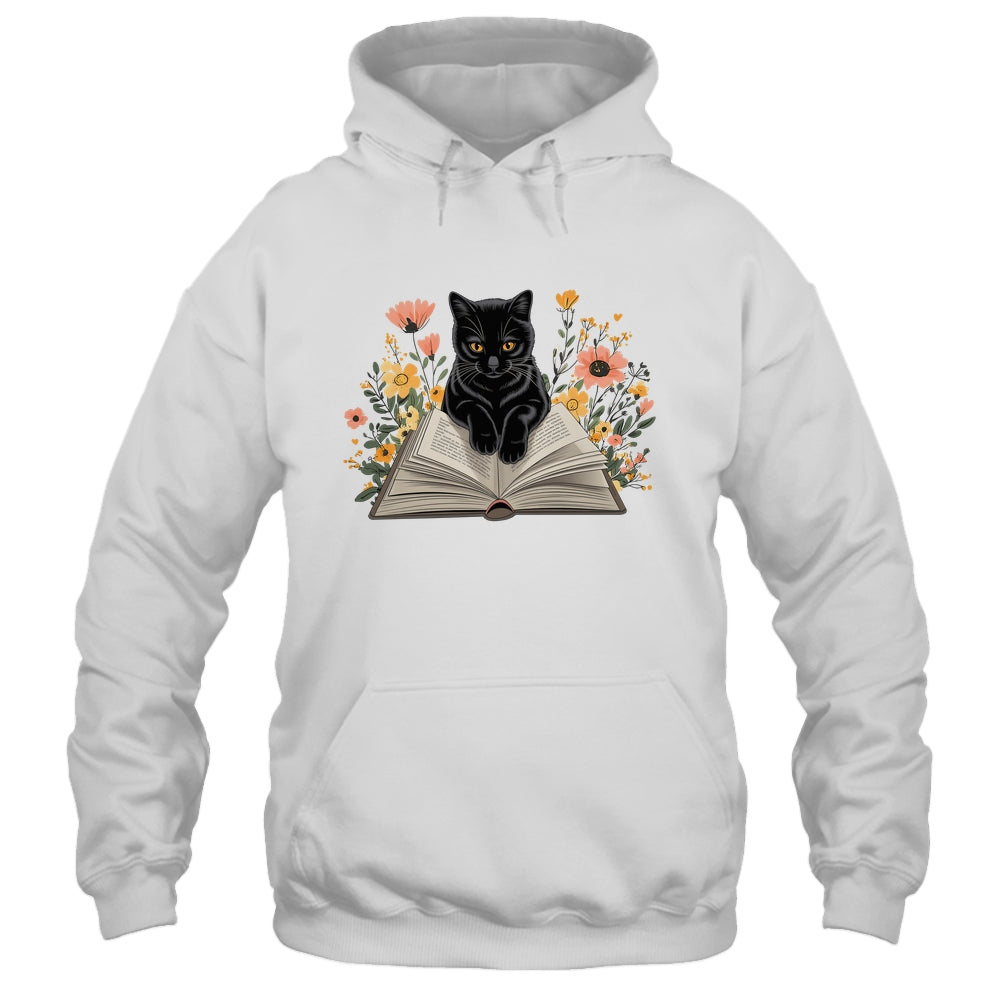 Black Cat For Women Book Lover Cute Cat And Reading Book Shirt & Tank Top | teecentury