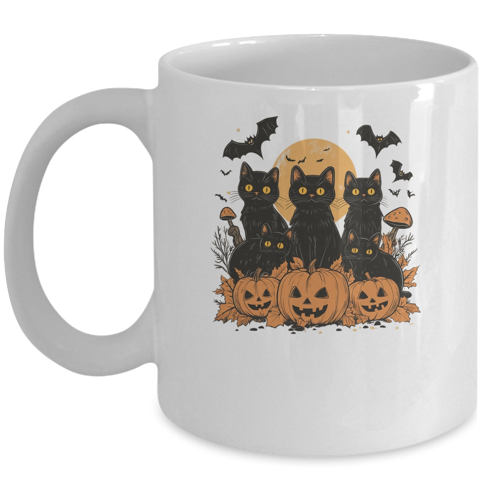 Black Cat Pumpkin Retro Halloween Cat Gothic Spooky Season Mug | teecentury