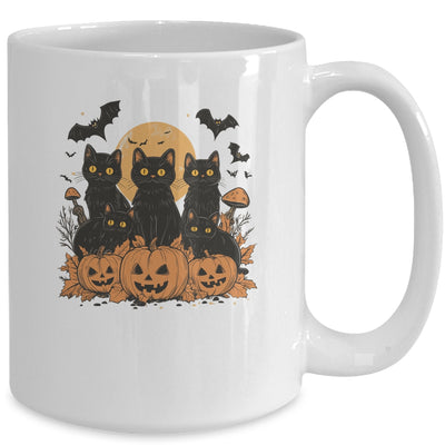 Black Cat Pumpkin Retro Halloween Cat Gothic Spooky Season Mug | teecentury