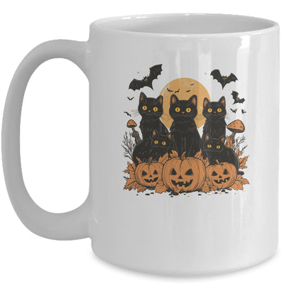 Black Cat Pumpkin Retro Halloween Cat Gothic Spooky Season Mug | teecentury