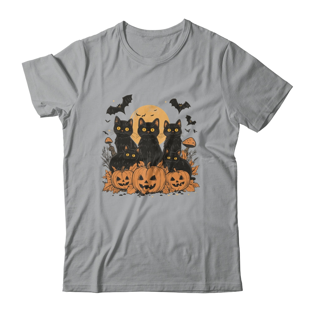 Black Cat Pumpkin Retro Halloween Cat Gothic Spooky Season Shirt & Sweatshirt | teecentury