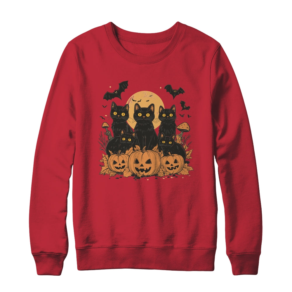 Black Cat Pumpkin Retro Halloween Cat Gothic Spooky Season Shirt & Sweatshirt | teecentury