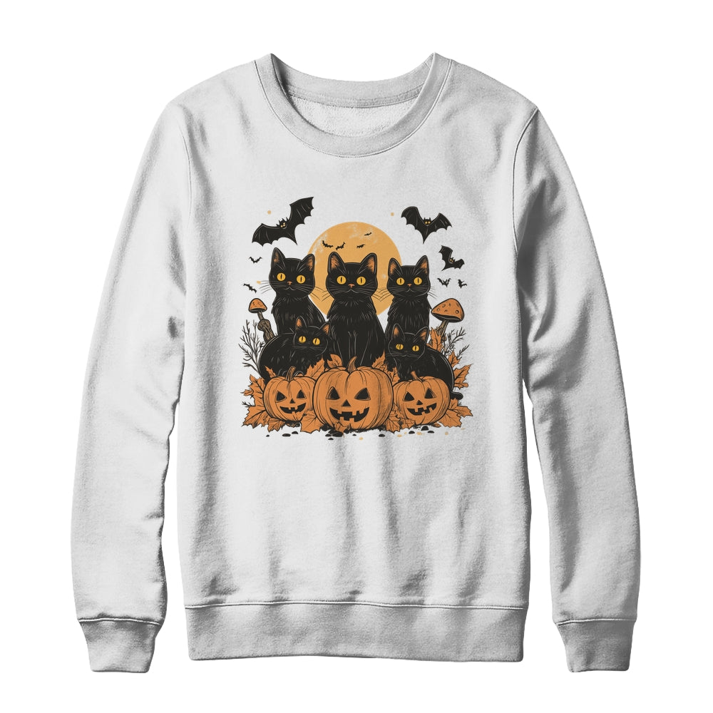 Black Cat Pumpkin Retro Halloween Cat Gothic Spooky Season Shirt & Sweatshirt | teecentury