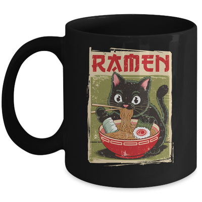 Black Cat Ramen Lover Anime Design Women Men Kids Adults Mug | teecentury