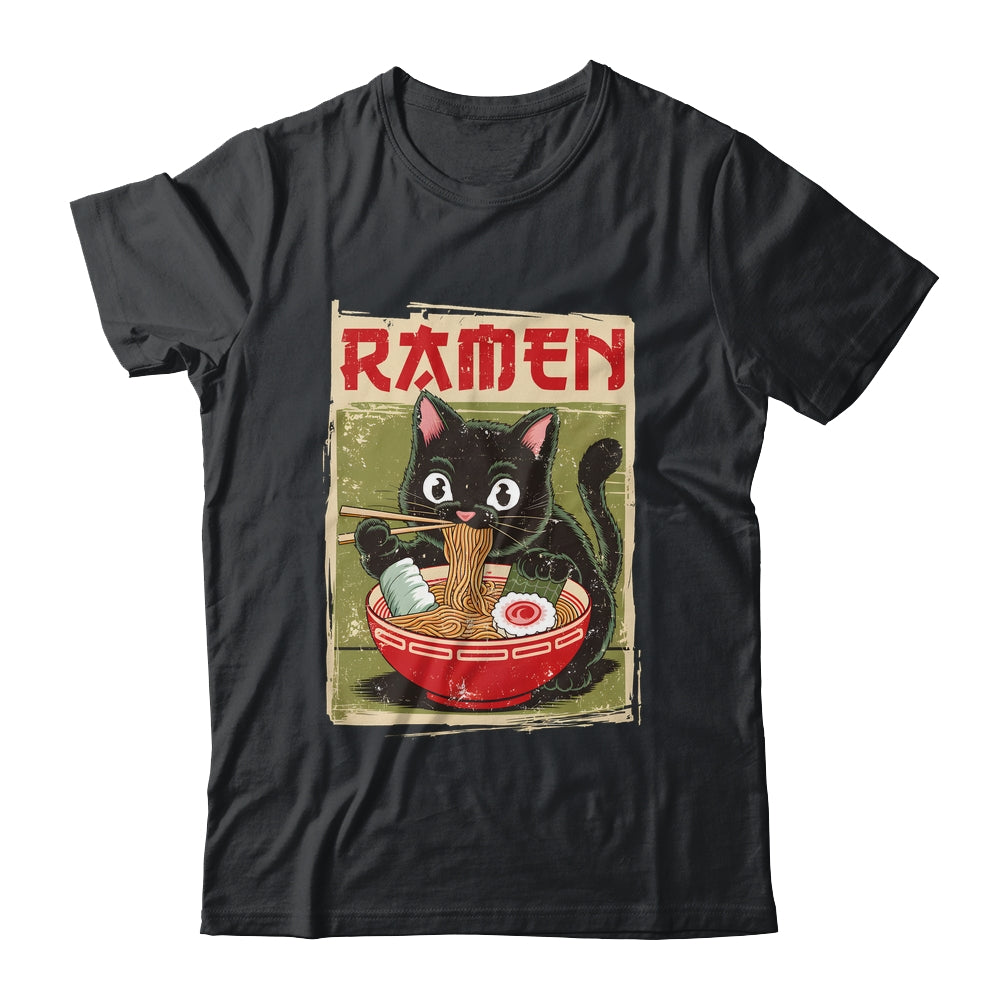 Black Cat Ramen Lover Anime Design Women Men Kids Adults Shirt & Tank Top | teecentury