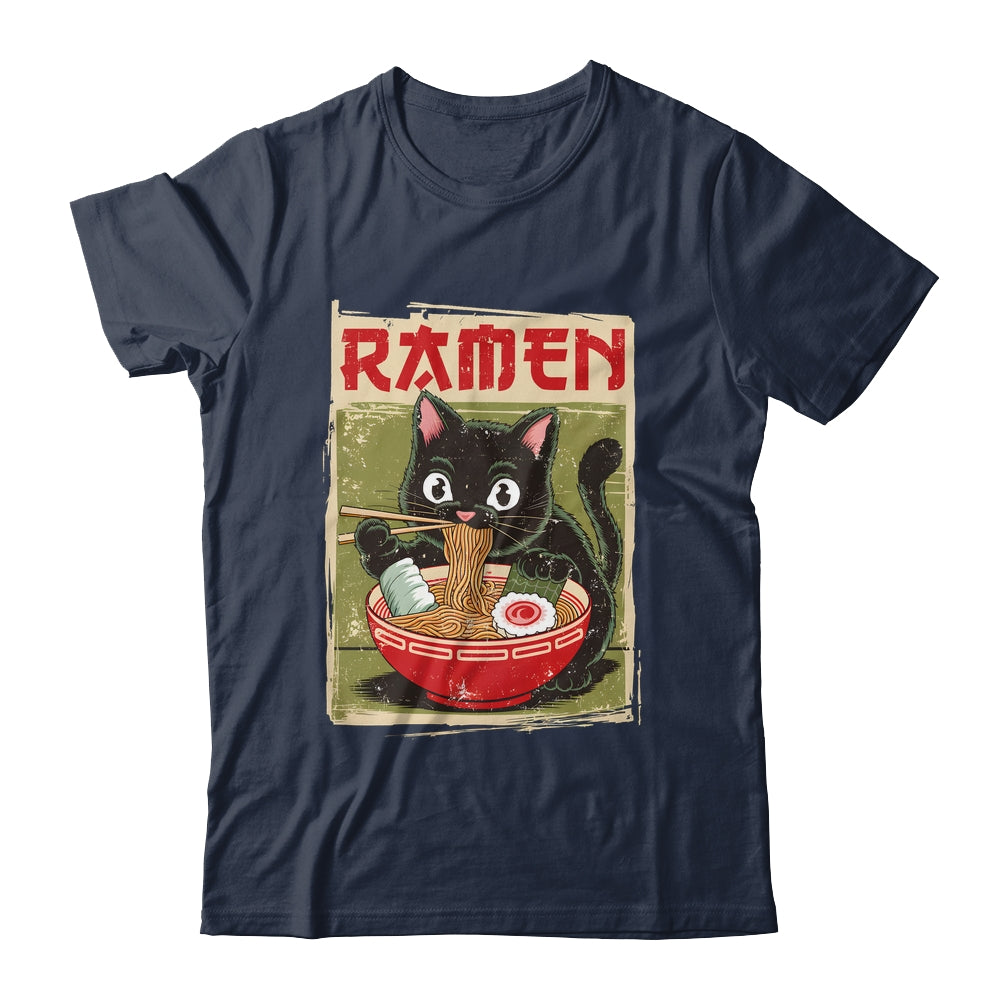 Black Cat Ramen Lover Anime Design Women Men Kids Adults Shirt & Tank Top | teecentury