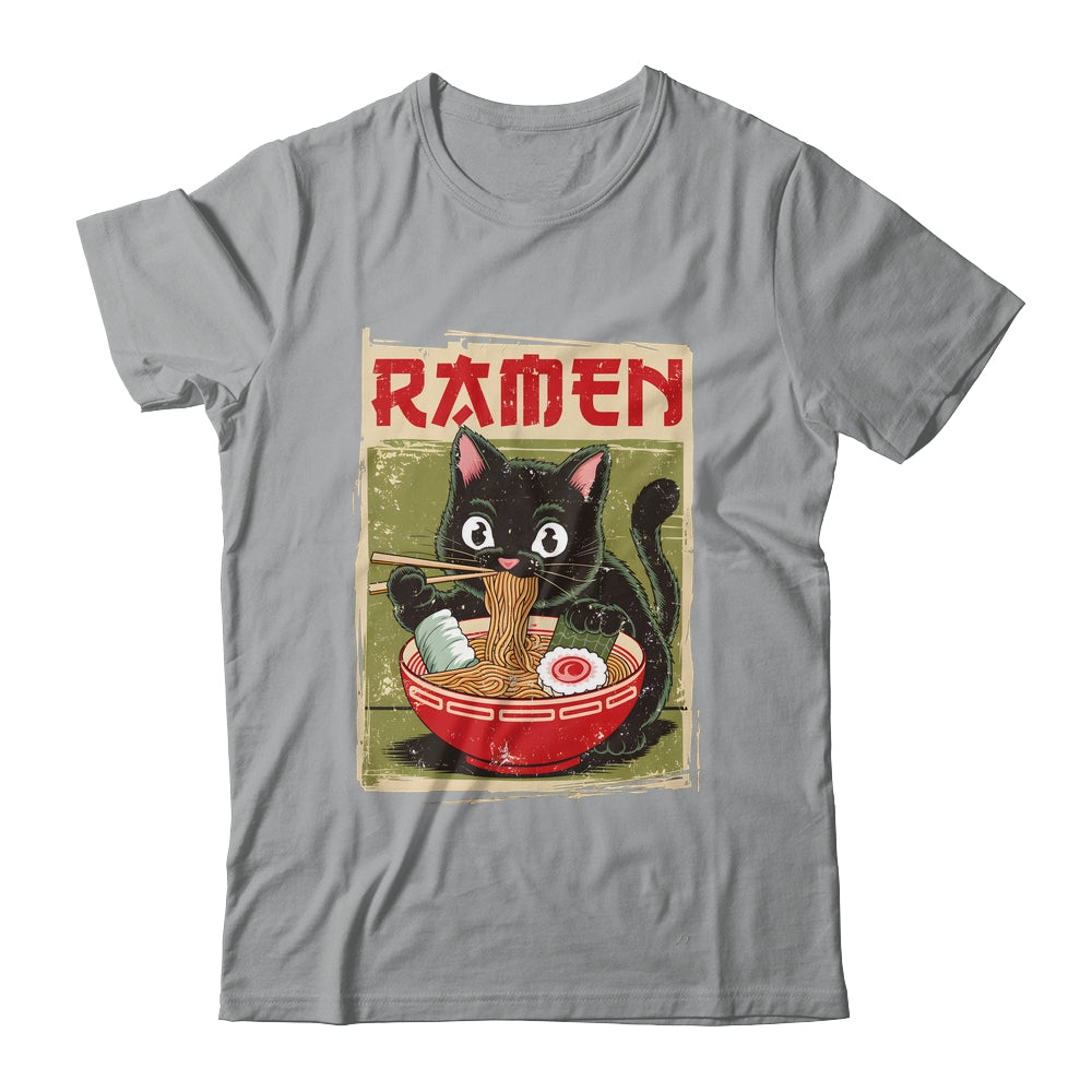 Black Cat Ramen Lover Anime Design Women Men Kids Adults Shirt & Tank Top | teecentury
