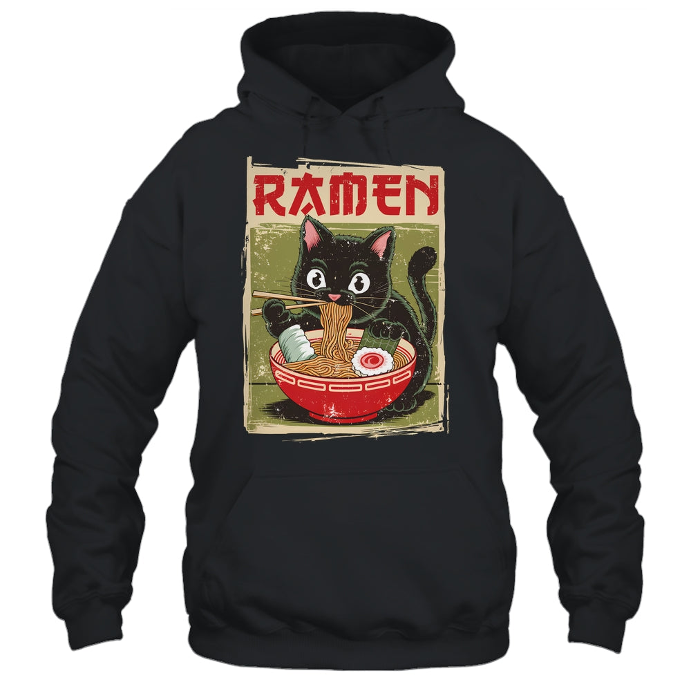 Black Cat Ramen Lover Anime Design Women Men Kids Adults Shirt & Tank Top | teecentury