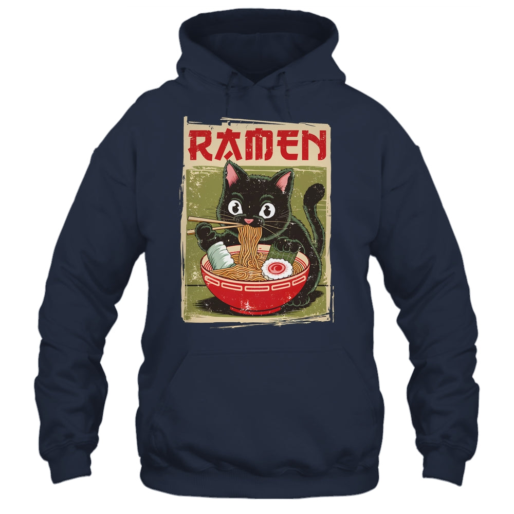 Black Cat Ramen Lover Anime Design Women Men Kids Adults Shirt & Tank Top | teecentury